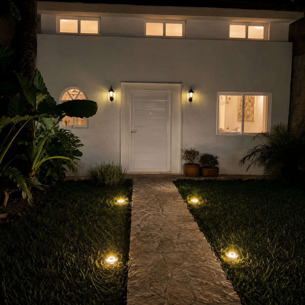 Pack de 4 estacas solares Premium con 8 LED