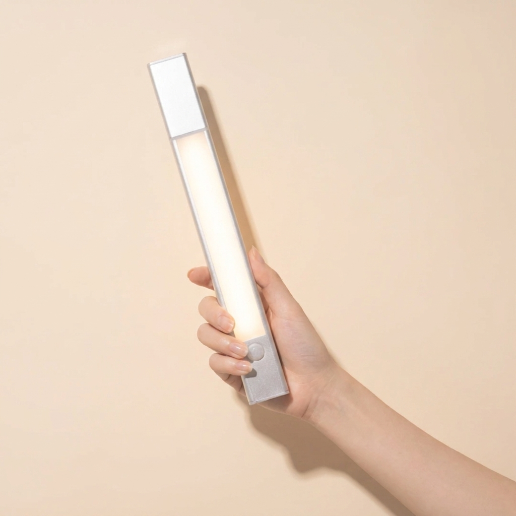 Barra LED Sensor de Movimiento 38cm — Batería Recargable USB, Aluminio
