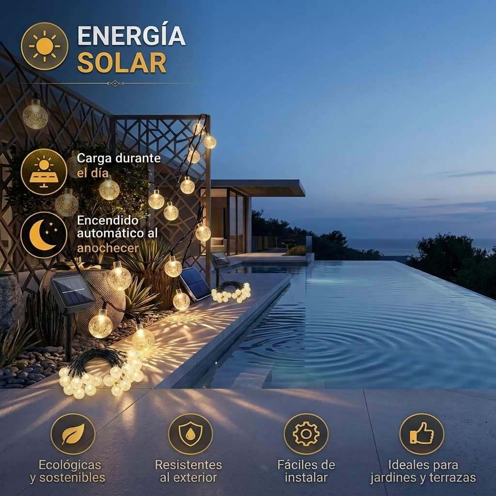 Guirnaldas Solares - 50 Leds (9 Metros)