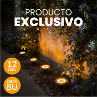 Pack de 4 estacas solares Premium con 8 LED