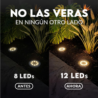 Pack de 4 estacas solares Premium con 8 LED