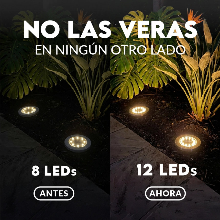 Pack de 4 estacas solares Premium con 8 LED