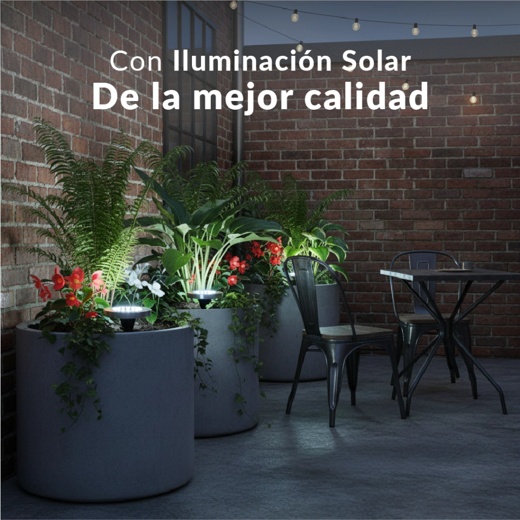 Pack de 4 estacas solares Premium con 8 LED