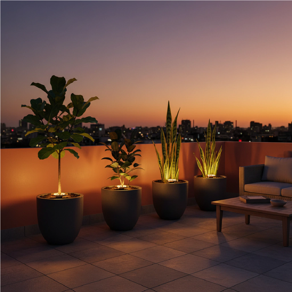 Pack de 4 estacas solares Premium con 8 LED