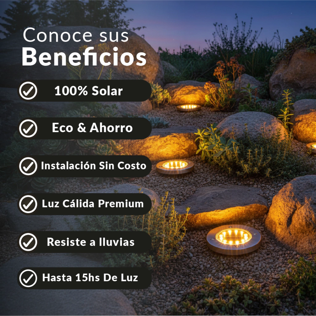 Pack de 4 estacas solares Premium con 8 LED