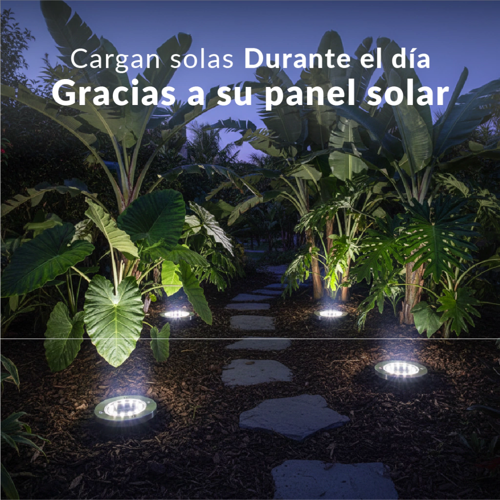 Pack de 4 estacas solares Premium con 8 LED