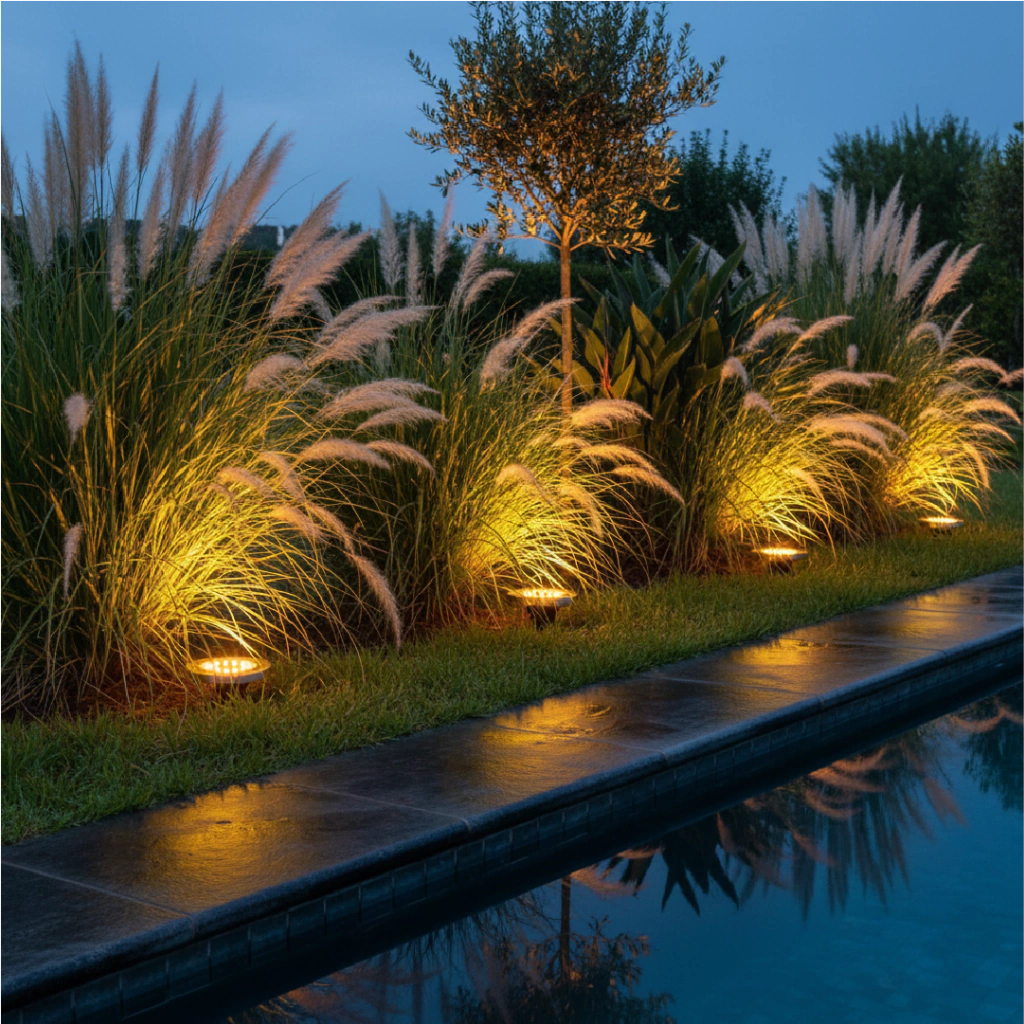 Pack de 4 estacas solares Premium con 8 LED